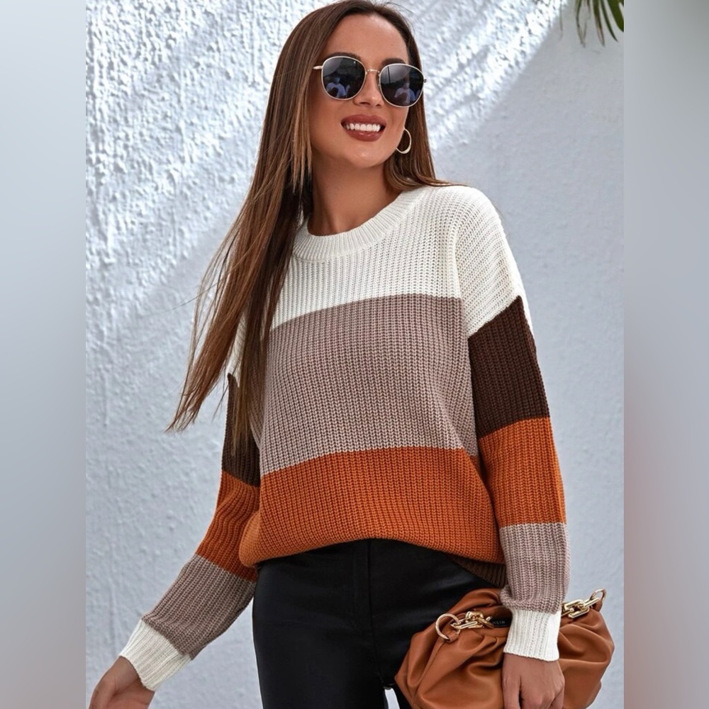 Shein Ribbed Colorblock Sweater